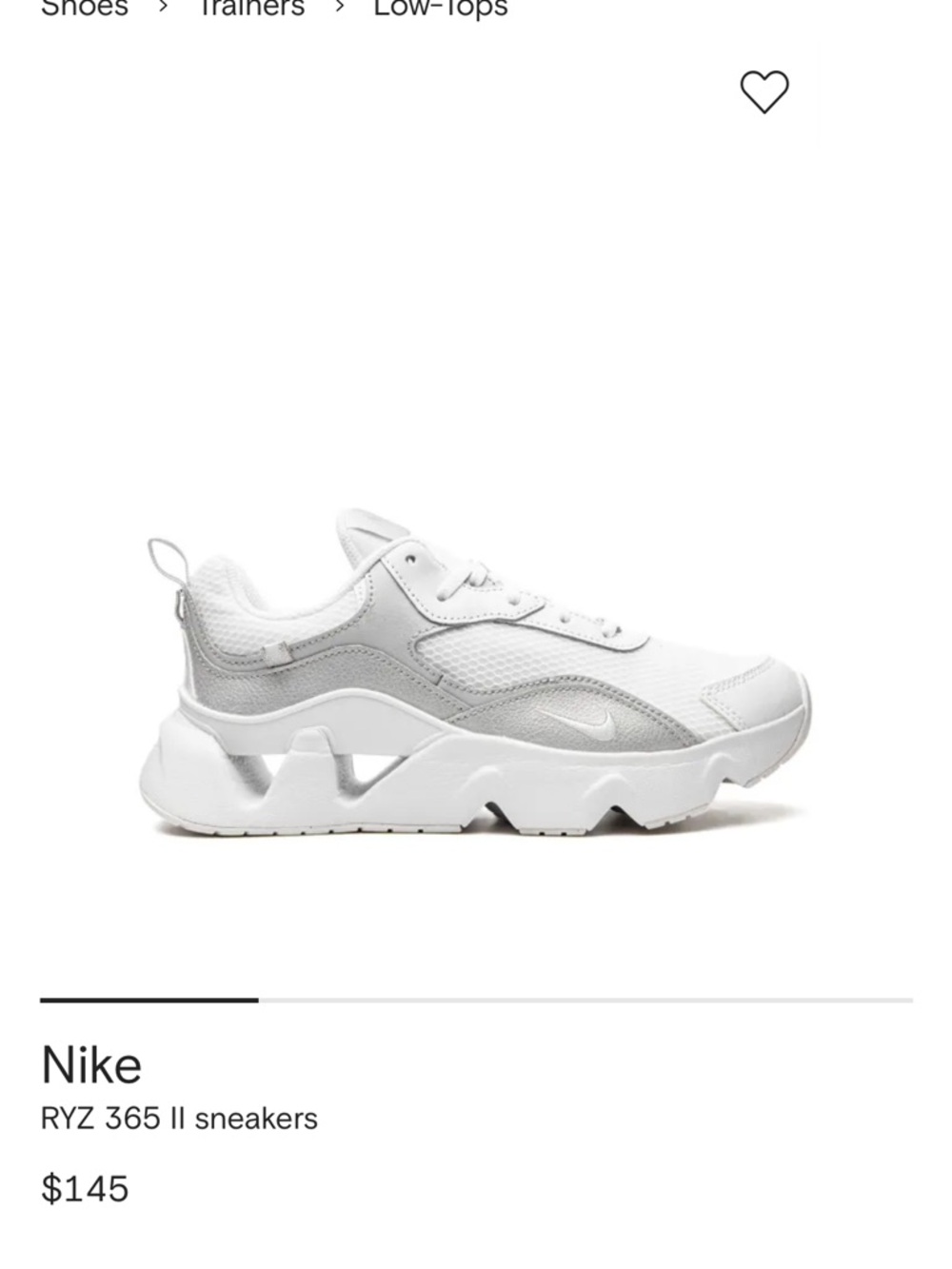 Nike RYZ 365 2 White and Light Gray Low-Top Sneakers
